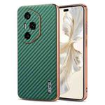 For Honor 300 Ultra AZNS Electroplated Edge Carbon Fiber Texture Phone Case(Green)