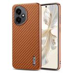 For Honor 400 Global 156.5mm AZNS Electroplated Edge Carbon Fiber Texture Phone Case(Brown)