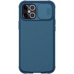 For iPhone 12 Pro Max NILLKIN Black Mirror Pro Series Camshield Full Coverage Dust-proof Scratch Resistant Phone Case(Blue)