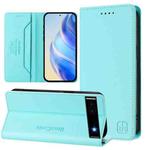 For Google Pixel 6a RC01 Dual-Folded Magnetic Suction RFID Leather Phone Case(Mint Green)