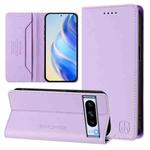 For Google Pixel 8 Pro RC01 Dual-Folded Magnetic Suction RFID Leather Phone Case(Light Purple)