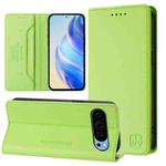 For Google Pixel 9 / 9 Pro RC01 Dual-Folded Magnetic Suction RFID Leather Phone Case(Grass Green)