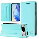 For Google Pixel 8a RC01 Dual-Folded Magnetic Suction RFID Leather Phone Case(Mint Green)