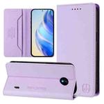 For Nokia C10 / C20 RC01 Dual-Folded Magnetic Suction RFID Leather Phone Case(Light Purple)