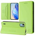 For Nokia C12 RC01 Dual-Folded Magnetic Suction RFID Leather Phone Case(Grass Green)