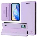 For Nokia C12 RC01 Dual-Folded Magnetic Suction RFID Leather Phone Case(Light Purple)