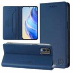 For Nokia C32 RC01 Dual-Folded Magnetic Suction RFID Leather Phone Case(Dark Blue)