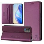 For Nokia C32 RC01 Dual-Folded Magnetic Suction RFID Leather Phone Case(Violet)