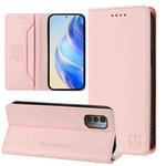 For Nokia G11 / G21 RC01 Dual-Folded Magnetic Suction RFID Leather Phone Case(Pink)