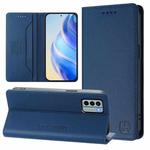 For Nokia G22 RC01 Dual-Folded Magnetic Suction RFID Leather Phone Case(Dark Blue)