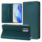 For Nokia G22 RC01 Dual-Folded Magnetic Suction RFID Leather Phone Case(Dark Green)