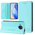 For Nokia X20 / X10 RC01 Dual-Folded Magnetic Suction RFID Leather Phone Case(Mint Green)