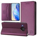 For Nokia X20 / X10 RC01 Dual-Folded Magnetic Suction RFID Leather Phone Case(Violet)