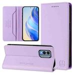 For Nokia X30 5G RC01 Dual-Folded Magnetic Suction RFID Leather Phone Case(Light Purple)