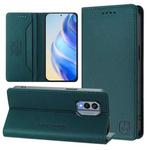 For Nokia X30 5G RC01 Dual-Folded Magnetic Suction RFID Leather Phone Case(Dark Green)