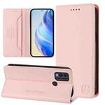 For Nokia C22 RC01 Dual-Folded Magnetic Suction RFID Leather Phone Case(Pink)