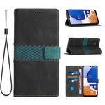 For Samsung Galaxy S24 5G Grid Stitching Leather Phone Case with Lanyard(Black)