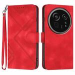 For Sharp Aquos R9 Pro Line Pattern Skin Feel Leather Phone Case(Red)