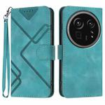 For Sharp Aquos R9 Pro Line Pattern Skin Feel Leather Phone Case(Light Blue)