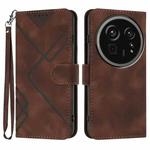 For Sharp Aquos R9 Pro Line Pattern Skin Feel Leather Phone Case(Coffee)