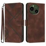 For Sharp Aquos R10 Line Pattern Skin Feel Leather Phone Case(Coffee)