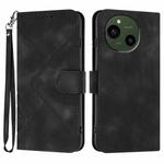 For Sharp Aquos R10 Line Pattern Skin Feel Leather Phone Case(Black)