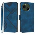 For Sharp Aquos R10 Line Pattern Skin Feel Leather Phone Case(Royal Blue)
