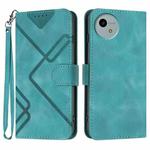 For Sharp Aquos wish5 Line Pattern Skin Feel Leather Phone Case(Light Blue)
