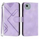 For Sharp Aquos wish5 Line Pattern Skin Feel Leather Phone Case(Light Purple)