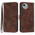 For Sharp Aquos wish5 Line Pattern Skin Feel Leather Phone Case(Coffee)
