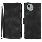 For Sharp Aquos wish5 Line Pattern Skin Feel Leather Phone Case(Black)