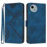 For Sharp Aquos wish5 Line Pattern Skin Feel Leather Phone Case(Royal Blue)