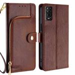 For TCL 50 5G Zipper Bag Leather Phone Case(Brown)