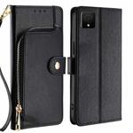 For TCL 502 Zipper Bag Leather Phone Case(Black)