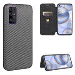 For Huawei Honor 30 Carbon Fiber Texture Horizontal Flip TPU + PC + PU Leather Case with Card Slot(Black)