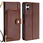 For Sony Xperia 10 VI Zipper Bag Leather Phone Case(Brown)