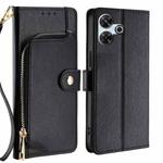 For Redmi 13 4G Zipper Bag Leather Phone Case(Black)