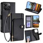 For Redmi Note 14 4G 164.84mm Zipper Bag Leather Phone Case(Black)