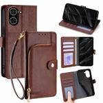 For Redmi A5 4G 171.7mm Zipper Bag Leather Phone Case(Brown)