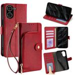 For Redmi A5 4G 171.7mm Zipper Bag Leather Phone Case(Red)