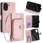 For Redmi A5 4G 171.7mm Zipper Bag Leather Phone Case(Rose Gold)