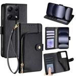 For Redmi Note 14S 4G Zipper Bag Leather Phone Case(Black)