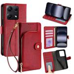 For Redmi Note 14S 4G Zipper Bag Leather Phone Case(Red)