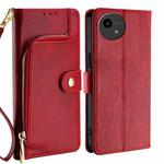 For Sharp Aquos Wish4 Zipper Bag Leather Phone Case(Red)