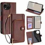 For Sharp Aquos R10 Zipper Bag Leather Phone Case(Brown)