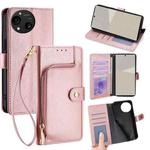 For Sharp Aquos R10 Zipper Bag Leather Phone Case(Rose Gold)