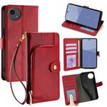 For Sharp Aqous wish5 Zipper Bag Leather Phone Case(Red)