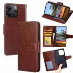 For Redmi Note 14 4G 164.84mm Crystal Texture Leather Phone Case(Brown)