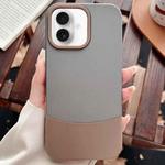 For iPhone 16 Plus Color Contrast 2 in 1 Skin Feel PC Hybrid TPU Phone Case(Dark Grey+Brown)