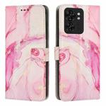 For Motorola Edge 40 / Edge 2023 Painted Marble Pattern Leather Phone Case(Rose Gold)